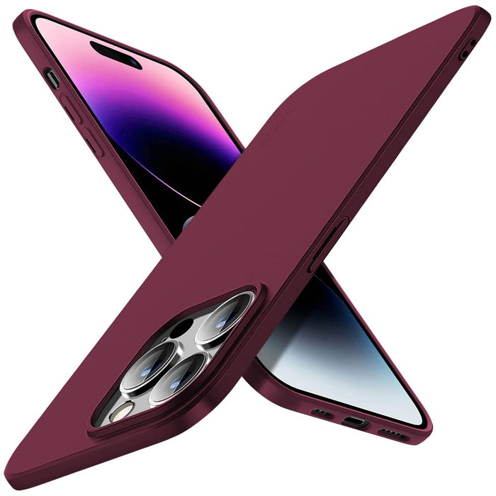 X-level Compatible iPhone 14 Pro Max Case Slim Fit Ultra-Thin [Guardian Series] Soft TPU Matte Finish Coating Phone Cases Lightweight Anti-Scratch Back Cover Grip 6.7" (2022)-Wine red