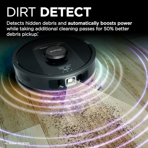 Shark Detect Pro Self-Empty Robot Vacuum with NeverStuck Technology, Auto Deep-Clean Carpets & Hardfloors, 30 Day Capacity HEPA Bagless Base, for Pet Hair, WiFi Black (AV2820S)