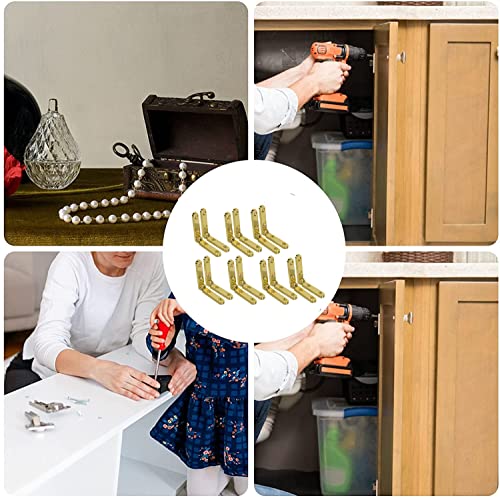 ELECDON Jewelry Box Hinges, 90 Degree Wooden Box Accessories Zinc Alloy Chest Case Hinge with Screws, 20 Pcs Side Rail Hinges Mini Wooden Box Chest Case Hinges Cabinet Hardware (30 x 30mm, Gold)