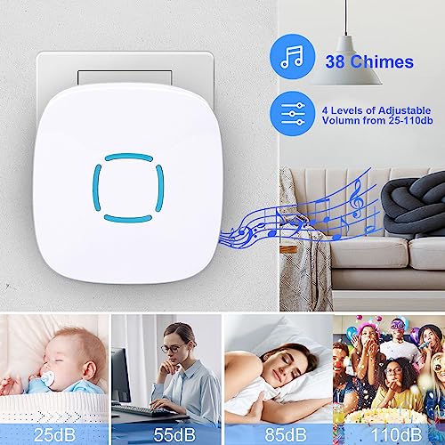 Sky-Touch Wireless Doorbell, Waterproof Wireless Doorbell Kit With 36 Bells And AdjUStable Volume; With Sound And Led Home Door Bell Chime (1 Receiver And 1 Pressure Button)