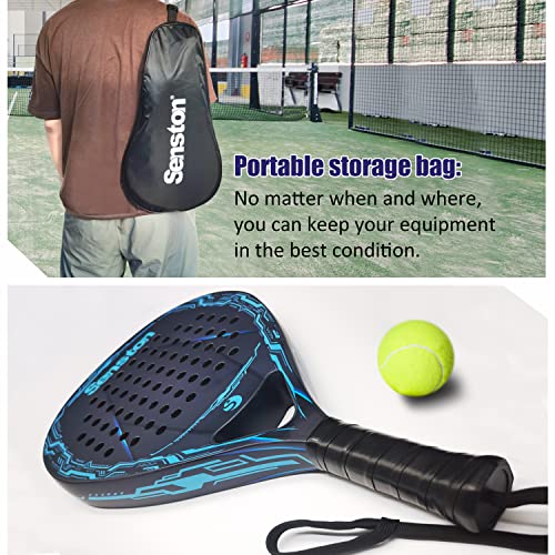 Senston Paddle Tennis Racquets Carbon-Fiber Surface with EVA Memory Flex-Foam Core -Paddle/Beach Tennis Racket with Carry Bag and Balls for Pop Tennis Beach Tennis