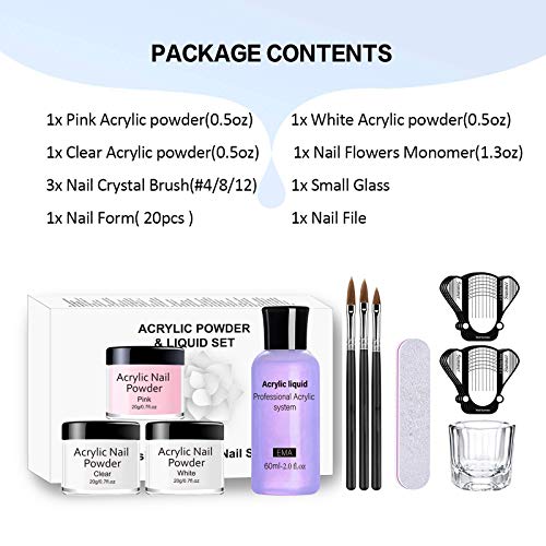 MAGIC ARMOR Acrylic Nail Kit Acrylic Powder and Professional Liquid Monomer set with Acrylic Nail Brush tips for Acrylic Nails Extension Beginner kit for Acrylic Nails Extension Beginner kit