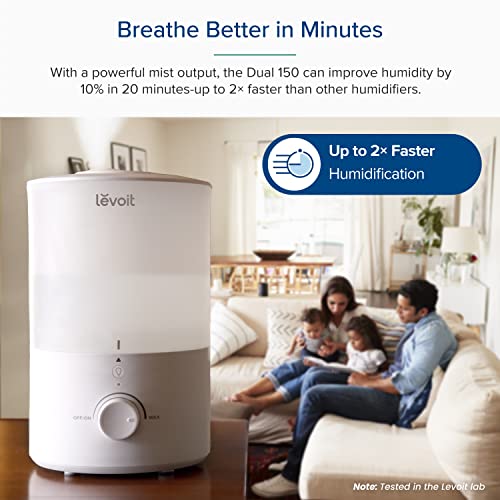 LEVOIT 3L Humidifiers for Bedroom Baby Room with Night Light, Cool Mist Humidifier for Home, Office & Plant, Auto-Off, Up to 25H for 27 ?, Quiet Operation with 360� Rotation Nozzle- 2 Filter Sponge