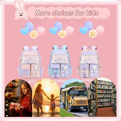 TNTAIAHL Kawaii Bunny Sequin Kids Girls Backpack Elementary Students Book Bag Primary School Bag for Teens