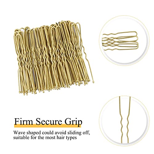 PREMIFY U Shaped Hair Pins, Pack Of 120 Bobby Pins Bun Hair Pins, Blonde Hair Grips, Hair Pin for Women, Wedding Bridal Blonde color Hairpins in Plastic Box