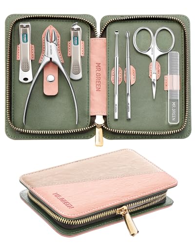MR.GREEN 7Pcs Manicure Set, Pedicure Sets, Nail Clipper sets,Stainless Steel Professional Nail Cutter with Travel Case