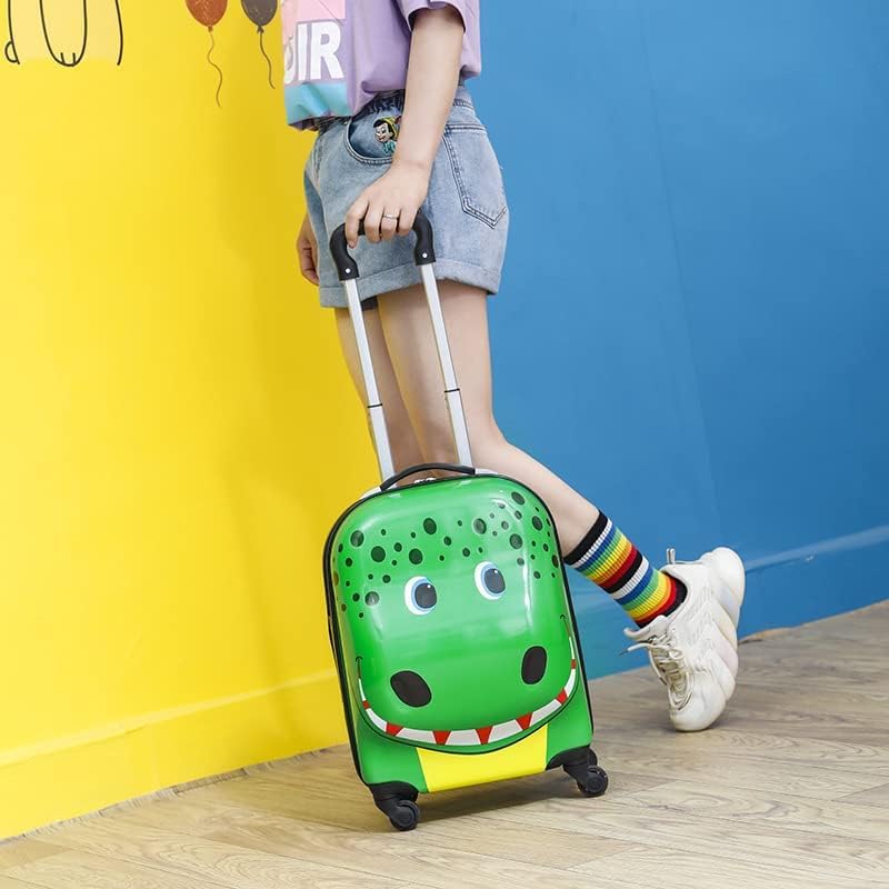 Kids Cute Luggageï¼ŒTravel Suitcase with Wheelsï¼Œ18 Inch Cartoon Children's Trolley Case with Locksï¼ŒCarry On Hard Shell Travel Trolley Rolling Luggage,Waterproof and Anti-theft (Crocodile) - multi