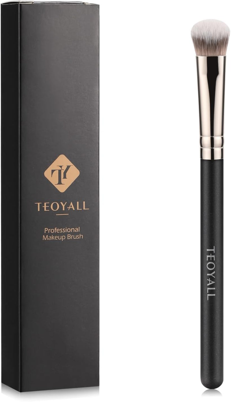 TEOYALL Flat Angled Brushes, Flawless Foundation Brush Under Eye Concealer Brush Bronzer Brush with Liquid Cream Powder