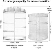 AMEITECH Makeup organizer, 360 degree rotating adjustable cosmetic storage display case with 8 layers large capacity, fits jewelry,makeup brushes, lipsticks and more, clear transparent - 38x26x26cm