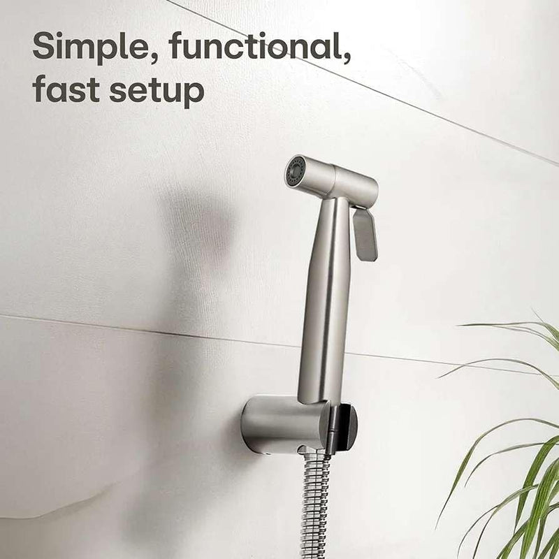 EnticeGoods | Handheld Bidet Sprayer Shattaf Cloth Diaper Toilet Sprayer Stainless Steel Brushed Bathroom Shower with wall bracket