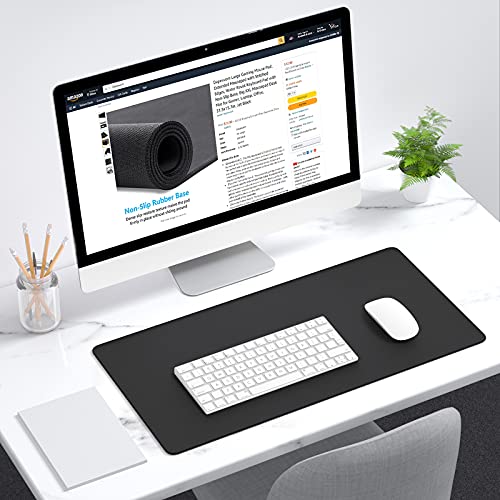 Dapesuom Large Mouse Pad, Extended Gaming Mouse Mat with Stitched Edges, Full Size Desk Mats with Non-Slip Base, Computer Big Desktop Keyboard Pad for Laptop, Office, 23.6 x 11.8 in, Jet Black