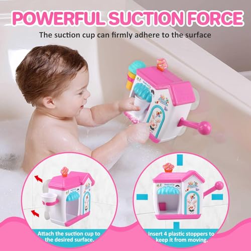 Azonee Toddler Bath Toys - Interactive Baby Shower Toys, Bubble Ice Cream Maker Bath Toy, Toddler Bath Toys Age 2-4, Bathtub Bubble Machine, Toy for 3 4 5 6 7 8 Years Old Boys Girls