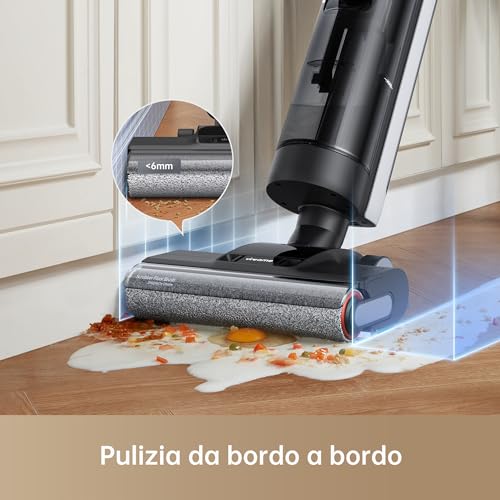Dreame H12 Dual Wet Dry Vacuum Cleaner, 4-in-1 Cordless Multi-Surface Vacuum Cleaner, Self-Cleaning in One Step with Hot Air Drying, Edge to Edge Cleaning, App (Renewed)