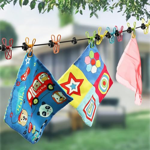 Retractable Portable Clothesline for Travel,Clothing line with 12 Clothes Clips, for Indoor and Outdoor Laundry Drying line,Outdoor Camping Accessories