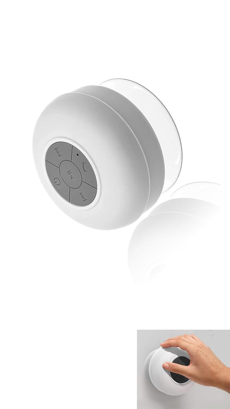Waterproof Bluetooth Shower Speaker with Built-in Mic, Easy Controls & Suction Cup Mount - Pool & Bath Sound Solution