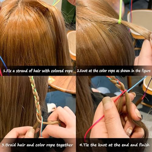 TERRIFI 116 Pcs Rainbow Hair Wraps for Braids & Dreadlocks, Elastic DIY Hair Accessories for African Girls, Colorful Gradient Ponytail Ties & Hair Extensions
