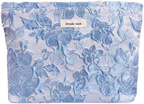 STARDW Flower Cosmetic Bags Makeup Bags for Women and Girls,Travel Makeup Bag Large Capacity Canvas Makeup Bag,Makeup Organizer Bag Zipper Pouch, Embossed pink, Large Capacity Aesthetic Makeup Bags