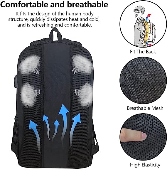 Laptop Backpack for Men, 18Inch Travel Backpacks Students BookBag with Laptop Compartment, Water Resistant Business Work Casual Computer Daypack with USB Charging/Headphone Port