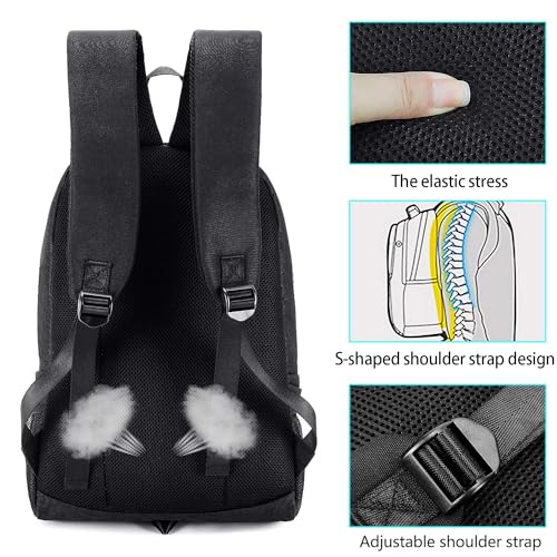 WVHTHVW Shark School Bag for Boys 12-14, Black Laptop Backpack for Boy, Noctilucent Cool Back Bag for Kids Back to School Travel (Black)