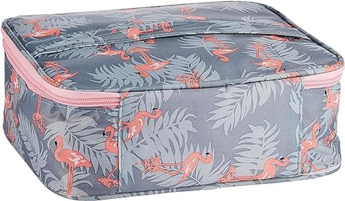 SKY-TOUCH Large-capacity Travel Makeup Cosmetic Bag Shower Bags,Portable and Large Capacity Travel Shower Toiletries Organizer for Women,Flamingo,20×20×10cm，Multi Color