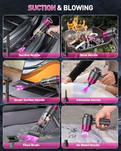 EYYA Handheld Car Vacuum Cleaner Cordless, 15000PA High Power Car Vacuum Cleaner & Air Duster, 4-in-1 Portable Mini Car Vacuum Cleaner with LED Light, Hand Held Vacuum Cleaner for Car Home Office