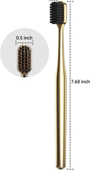 Gold Color Toothbrush, Soft Charcoal Toothbrush, Home Hospitality Travel Toothbrushes, Luxury Plated Gold Color Manual Toothbrushes, Small Head Toothbrushes, Deep Cleaning, for Adults