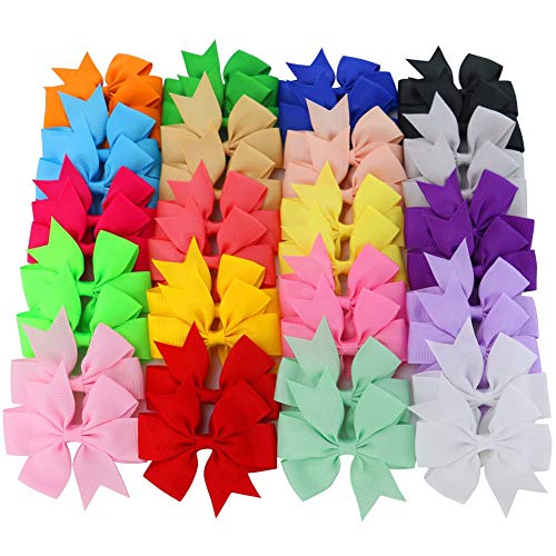30 Pcs Baby Girls Ribbon Boutique Hair Bows Clips with Assorted colors