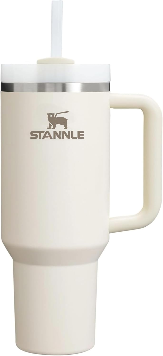 Original Stannle 40 oz Tumbler with Lid and Straw | Travel Mug for Iced Tea & Coffee | 100% Leakproof, Stainless Steel Insulated Tumbler,Office & Gym | Cream 2.0