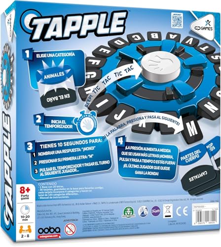 XINDROP® Tapple Game | Fast-paced Fun Board Games for Family Night | Race Against the Timer to Name Words by Category (blue, 22.23.23 cm)