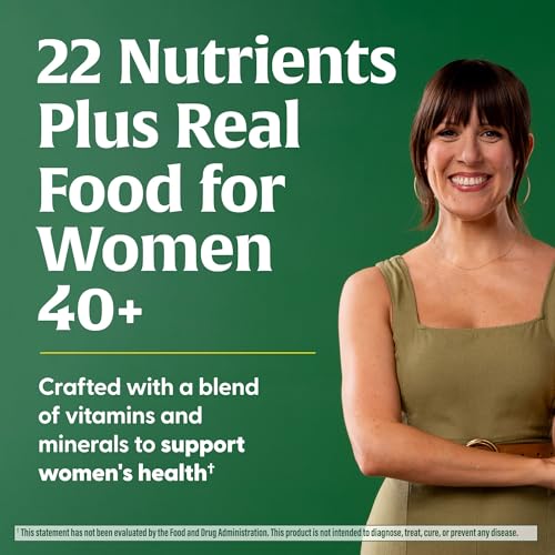 MegaFood Women's 40+ One Daily Multivitamin for Women with Vitamin B12, Vitamin B6, Vitamin C, Vitamin D, Zinc & Iron - Plus Real Food - Immune Support - Bone Health - Non-GMO - Vegetarian - 60 Tabs