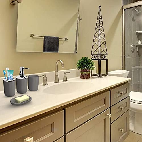 Arabest Bathroom Accessories Set, 6 Piece Plastic Bath Ensemble Bathroom Sets Accessories, Bathroom Decor Sets Accessories for Decorative Countertop and Housewarming Gift (Grey)