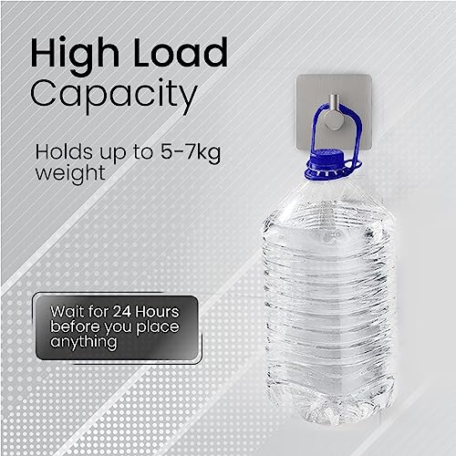 Self-Adhesive Wall Hooks (Pack of 04Pcs) - 304 Stainless Steel Waterproof and Anti-Rust Hooks for Hanging - Ideal Bathroom, Kitchen and Bedroom Hooks for Holding Keys, Coats, Hats, Robes & Towels
