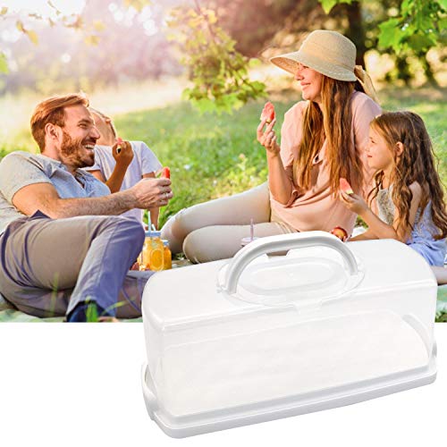 Agyvvt Bread Box with Handle Portable Loaf Cake Container Plastic Rectangular Food Storage Keeper Carrier 13inch Translucent Dome for Pastries, Bagels, Bread Rolls, Buns or Baguettes (White)
