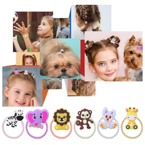 REMEL 60PCS Jungle Safari Animal Hair Ties for Women Girls, Elastic Ponytail Holder Hair Accessories (60pcs)