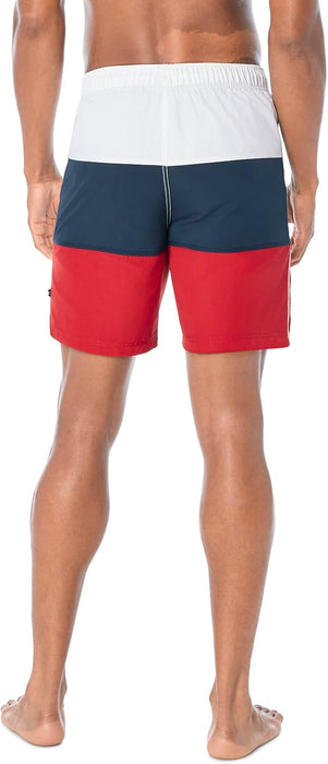 Nautica mens Quick Dry Classic Logo Tri-block Series Swim Trunk Swim Trunks
