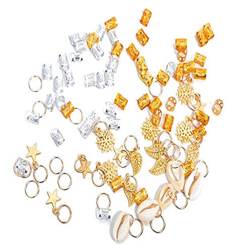 KASTWAVE 80PCS Dreadlocks Beads Metal Cuffs Hair Braid Rings Pendants Braiding Clips Hair Decorations DIY Braids Accessories