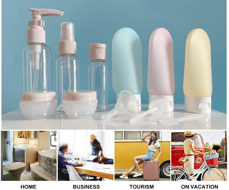 Leenwa 11 PCS Silicone Travel Bottles Set, TSA Approved Leak Proof Sque