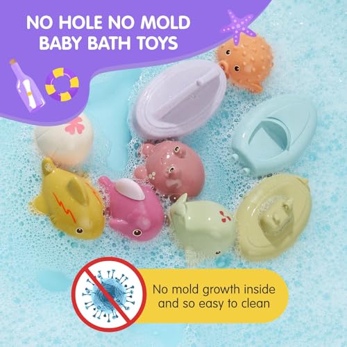 NALACAL 9PCS Baby Bath Toys for Babies and Toddlers,Ocean Sea Animal No Hole Bath Toys, Non Squirting Bath Toys for Tub, Safe Fun Infant Baby Bath Toys for 0 1 3 6 12 18 Months