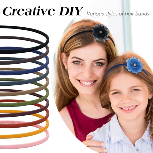 10PCS Matte Plastic Headbands with Teeth, Azonee Solid Thin Hair Bands for Women, Men, Kids, Teens, DIY Craft & Sports Accessories (0.5cm/0.2")