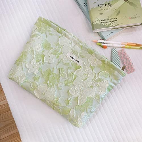 STARDW Flower Cosmetic Bags Makeup Bags for Women and Girls,Travel Makeup Bag Large Capacity Canvas Makeup Bag,Makeup Organizer Bag Zipper Pouch, Embossed pink, Large Capacity Aesthetic Makeup Bags