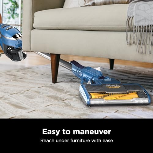 Shark HV343AMZ Rocket Corded Stick Vacuum with Self Cleaning Brushroll Perfect for Pet Hair Pickup, Converts to a Hand Vacuum, with Crevice & Upholstery Tools, Blue/Silver, 0.68 Dust Cup Capacity
