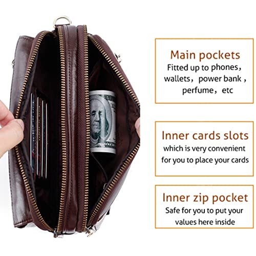 KPYWZER Leather Clutch Purse Wallet Men Wristlet Holder Wrist Bag Pack Business Handbag