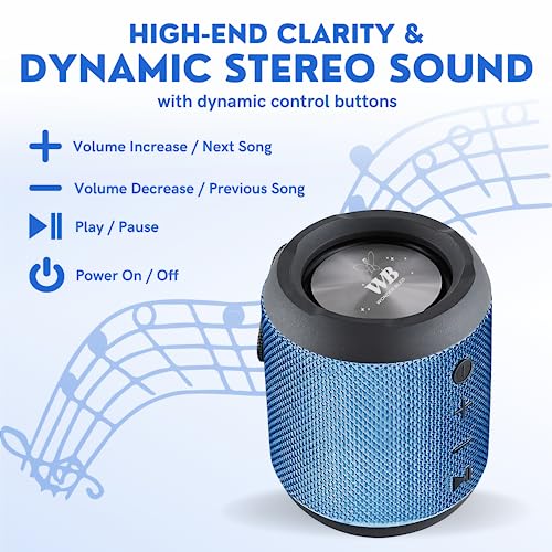 WONDER-BLED Portable Wireless Mini Bluetooth Speaker, XBass Shower Speaker, Dual Pairing, IPX5 Waterproof, 6hrs Playtime, 10 meters Bluetooth Range Home/Outdoor/Party/Quran Speaker (Blue)