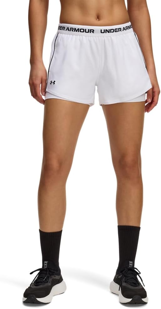 Womens Women's UA Tech Play Up 2-in-1 Shorts Bottoms - White / White / Black