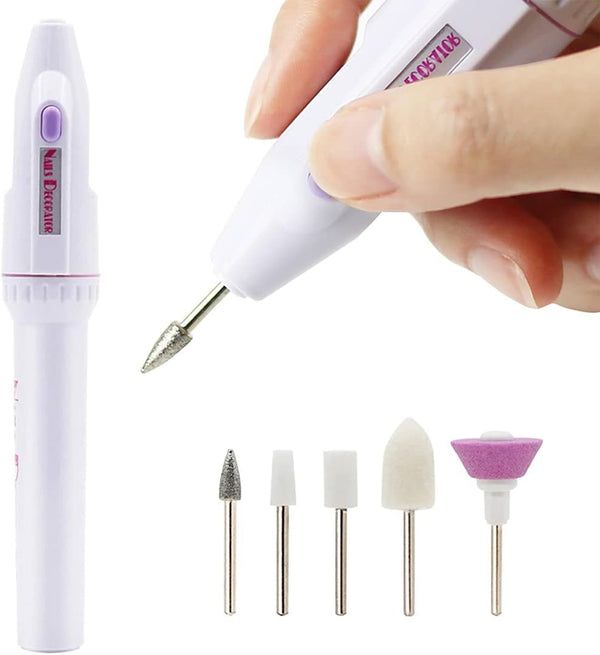 BAQI Electric Nail Drill Set, Portable Manicure Nail Art Grinder, 5-IN-1 Nail Grinder Machine, Beauty Personal Care Manicure and Pedicure Kit for Home and Salon Use