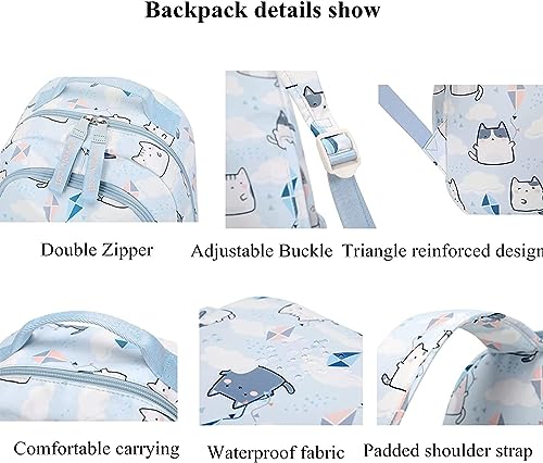 Cute Cat School Backpack, Teens Elementary School Bookbags, Laptop Bag Casual Travel Daypack