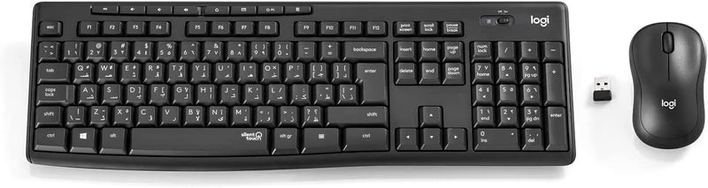 Logitech MK295 Silent Wireless Mouse & Keyboard Combo with SilentTouch Technology, Full Numpad, Advanced Optical Tracking, Lag-Free Wireless, 90% Less Noise, EN Keyboard - Graphite - Graphite Arabic Keyboard