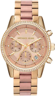 Women's Watch RITZ, 37 mm case size, Quartz Chronograph movement, Stainless Steel strap - Gold Tone and Pink