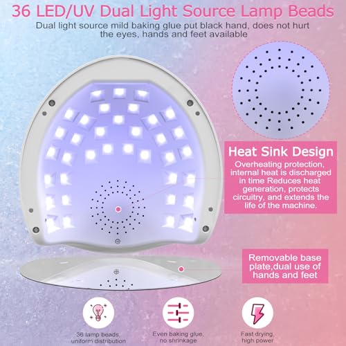 UV LED Nail Lamp, Nail girls 150W Nail Dryer for Gel Nail Polish 4 Timer Setting with Automatic Sensor, UV Nail Light Curing Lamp for Home, Salon