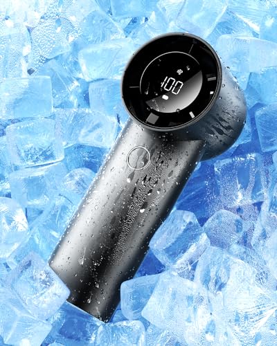 coldSky Portable Handheld Turbo Fan, 5 Speed Adjustable Personal Small Fan With Digital Display, Powerful High Speed 6000mAh Battery Operated Cooling Fan With Base For Outdoors, Travel, Home, Desk